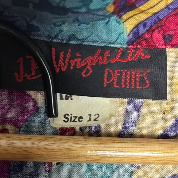 Vintage JB Wright 12 Petite Mod Shirt Dress Jewel Tone Paisley‎ Maximalist 80s - Picture 6 of 6